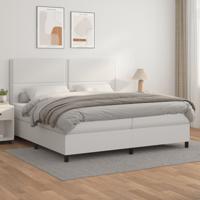 Boxspring met matras kunstleer wit 200x200 cm