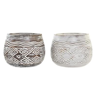 DKD Home Decor Bruin Wit (2 Stuks) (22 x 22 x 16 cm)
