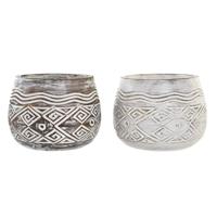 DKD Home Decor Bruin Wit (2 Stuks) (22 x 22 x 16 cm)