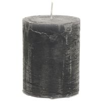 Stompkaars/cilinderkaars - antraciet - 7 x 9 cm - middel rustiek model