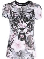 Plein Sport t-shirt fleuri à imprimé tigre - Blanc