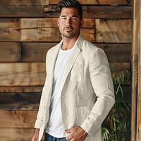 linnen herenblazer blazer zakelijk formele avond bruiloft zonder voering mode casual lente zomer 100% linnen linnen pure kleur zak casual dagelijks enkele rij knopen blazer Lightinthebox