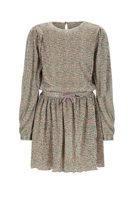 NoNo winter plisse jersey jurk meisjes - zand - Miron - AOP
