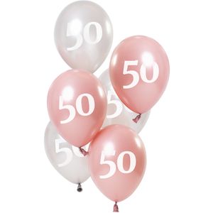 Ballonnen 50 Jaar Glossy Pink (6st)