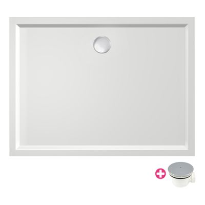 Douchevloer Xenz Mariana Plus | 120x100 cm | Incl.Afvoersifon-Chroom | Acryl | Rechthoekig | Wit