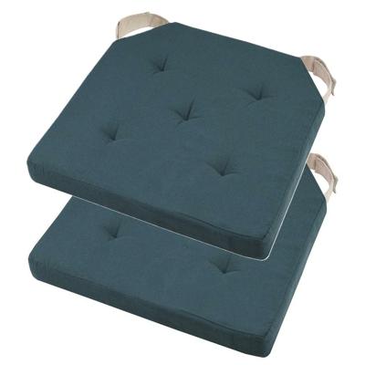 Stof Textile stoelkussen DUO - 2x - marine blauw - 38 x 38 x 4 cm - klittenband sluiting
