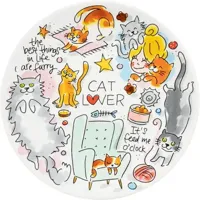 Blond Amsterdam ontbijtbord aardewerk cat lover 22x2.5cm multi