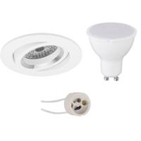 LED Inbouwspot Set GU10 - Mat Wit - 6W - 6400K - Kantelbaar Ø82mm