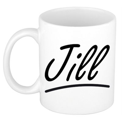 Naam cadeau mok / beker Jill met sierlijke letters 300 ml Naam cadeau mok / beker Jill met sierlijke letters 300 ml