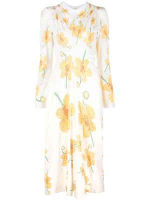 Marni robe mi-longue à fleurs - Blanc