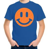 Verkleed T-shirt voor jongens - Smile Emoticon - blauw - carnaval - feestkleding voor kinderen