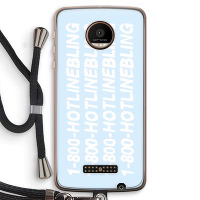 Hotline bling blue: Motorola Moto Z Force Transparant Hoesje met koord