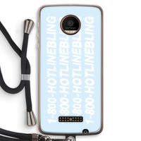 Hotline bling blue: Motorola Moto Z Force Transparant Hoesje met koord
