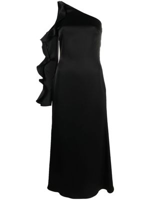 David Koma robe volantée à design asymétrique - Noir