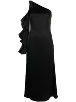 David Koma robe volantée à design asymétrique - Noir