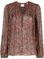 MARANT ÉTOILE blouse fleurie à col noué - Marron