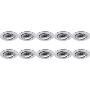 Spot Armatuur 10 Pack - Pragmi Aerony Pro - GU10 Inbouwspot - Rond - Zilver - Aluminium - Kantelbaar - Ø82mm