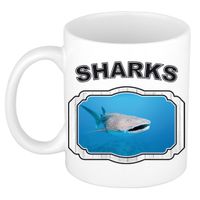 Dieren walvishaai beker - sharks/ haaien mok wit 300 ml - thumbnail