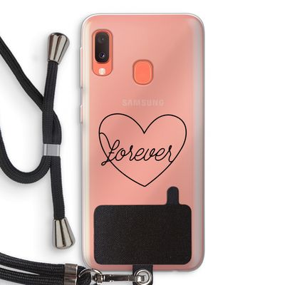 Forever heart black: Samsung Galaxy A20e Transparant Hoesje met koord