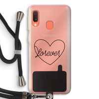 Forever heart black: Samsung Galaxy A20e Transparant Hoesje met koord