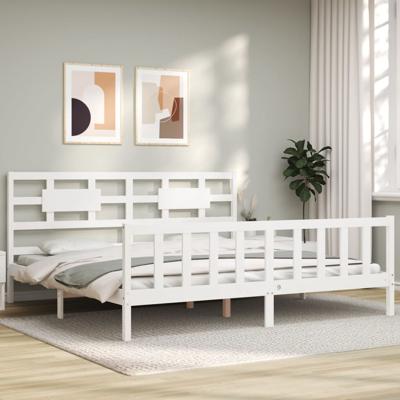 Bedframe zonder matras massief grenenhout wit 200x200 cm
