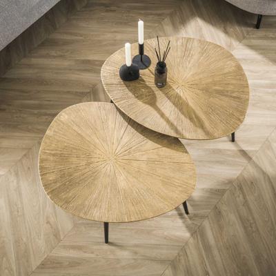 LifestyleFurn Organische Salontafel 'Miya' Ray Metal, Set van 2 stuks