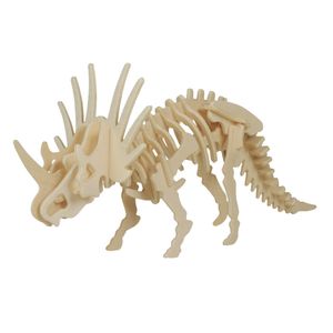 Houten 3D puzzel styracosaurus dinosaurus 23 cm