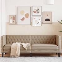 Driezitsbank Chesterfield-stijl kunstleer cappuccinokleurig