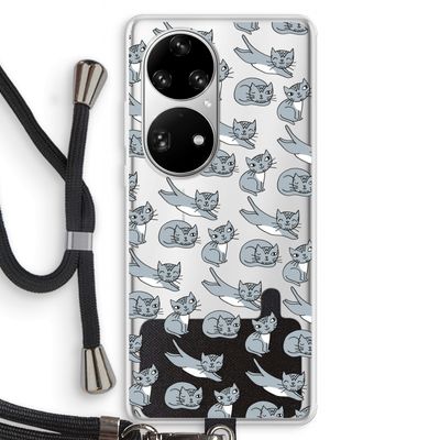 Poezen: Huawei P50 Pro Transparant Hoesje met koord