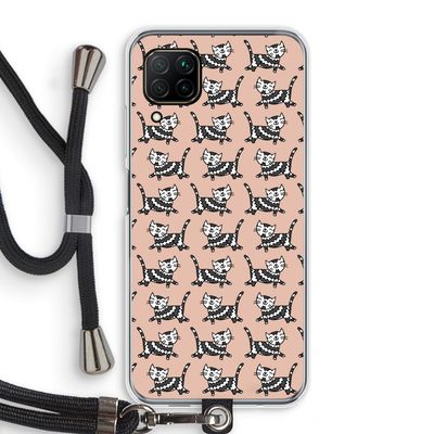 Zwarte poes: Huawei P40 Lite Transparant Hoesje met koord
