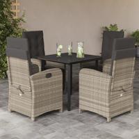 5-delige Tuinset met kussens poly rattan lichtgrijs