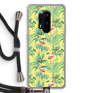 Flamingo party: OnePlus 8 Pro Transparant Hoesje met koord