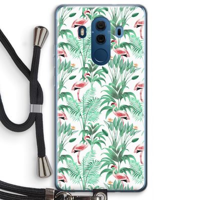 Flamingo bladeren: Huawei Mate 10 Pro Transparant Hoesje met koord