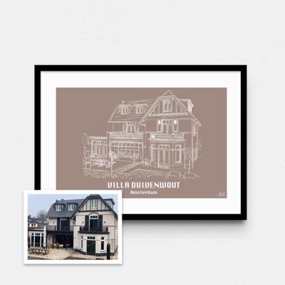 Persoonlijke illustratie met kleur A4 Liggend Met Lijst Taupe