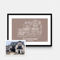 Persoonlijke illustratie met kleur A1 Liggend Met Lijst Taupe