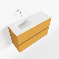 Toiletmeubel Mondiaz Ada | 80 cm | Meubelkleur Ocher | Lex wastafel Talc Links | Zonder kraangat