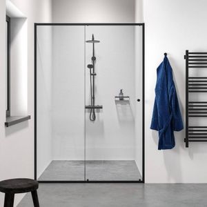 Sealskin Contour Schuifdeur voor Nis 140x200 cm 6mm Helderglas Mat Zwart