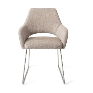 Jesper Home Yanai eetkamerstoel Biscuit Beach slide steel