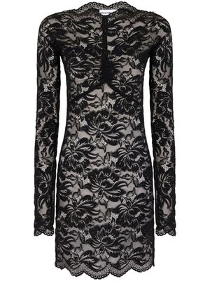 Rabanne robe courte à dentelle fleurie - Noir