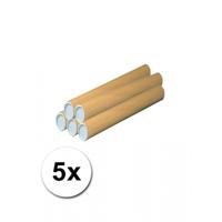 Poster koker van karton - 5x - 430 x 60 mm - Bruin - Verzendkokers - Voor A2 formaat papier