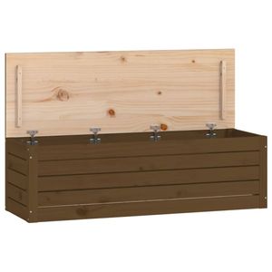 The Living Store Opbergdoos Massief Grenenhout - 109 x 36.5 x 33 cm - Honingbruin