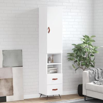 Hoge kast 34,5x34x180 cm bewerkt hout wit