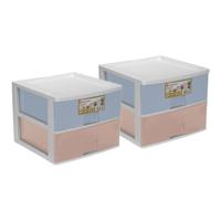 Ladeblokje/bureau organizer 2x grote lades - multi kleuren - L38 x B38 x H30 cm - kunststof - thumbnail