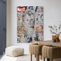 Urban Cotton Wandkleed 'Brigitte' 80 x 110cm in Frame - black