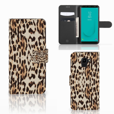 Samsung Galaxy J6 2018 | Telefoonhoesje | Met pasjeshouder | Leopard