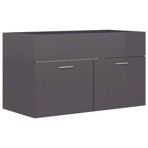 The Living Store Gootsteenkast - Badkamer - 80 x 38.5 x 46 cm - Hoogglans grijs