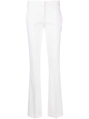Blumarine pantalon en laine mélangée à coupe évasée - Blanc