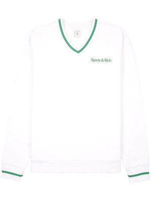 Sporty & Rich sweat en coton à logo brodé - Blanc