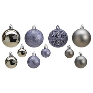 100x stuks kunststof kerstballen grijs 3, 4 en 6 cm