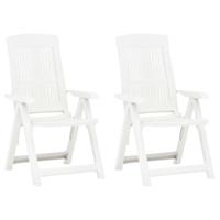Tuinstoelen 2 st verstelbaar kunststof wit